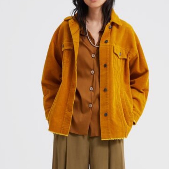 Zara Jackets & Blazers - Zara Corduroy Oversized Raw Hem Jacket Size XS NWT